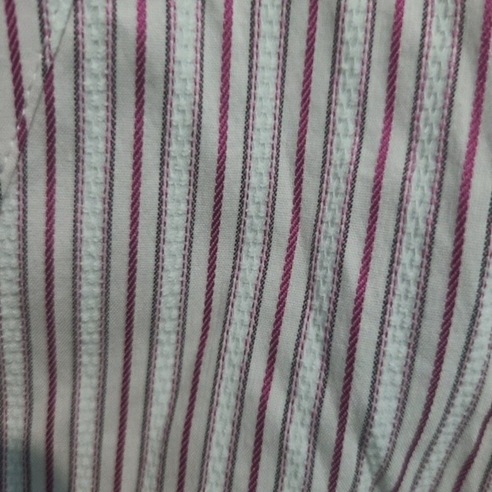 White House Black Market pink white striped v-neck bell sleeve top size 6 - Picture 5 of 7